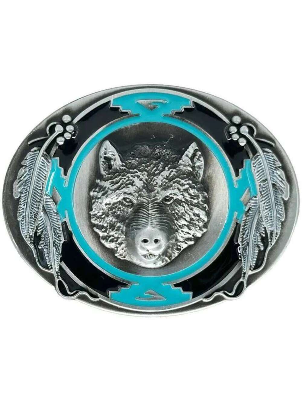Turquoise & Silver Bear Belt Buckle